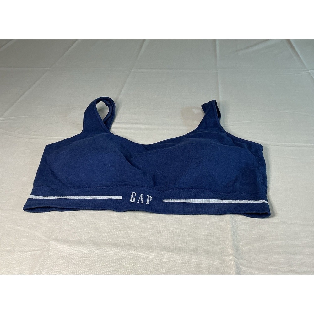 GapBody Navy Blue Sports Bra Womens Large L Padded Pullover Stretch Activewear